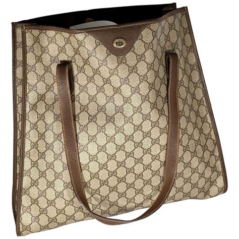 Gucci B large shoulder bag in beige and dark brown canvas